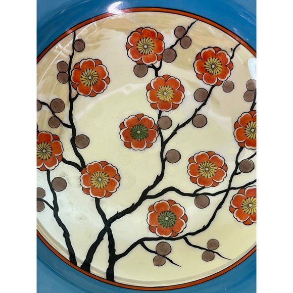 Antique Bowl Noritake Lusterware Octagonal Cut Out Tabs Art Deco Floral 9" x 2" - Picture 2 of 6